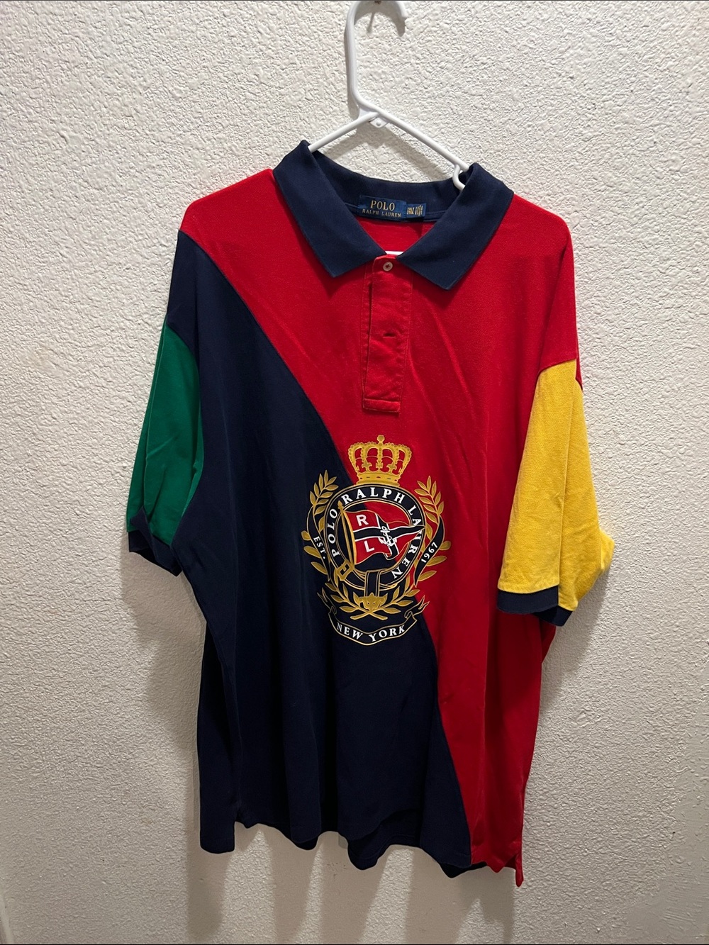 Polo by Ralph Lauren Multicolor Crest Rugby Polo - Red Navy Green Yellow